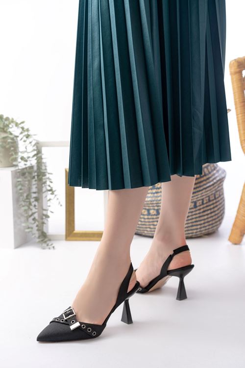 Kadın Shoevana Kot Klasik Topuklu Ayakkabı MR5166