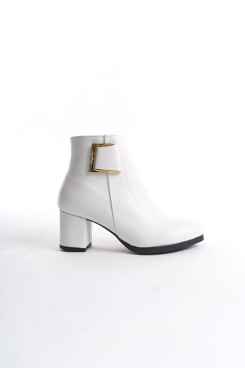 Kadın Atina Cilt Toka Detaylı Topuklu kısa Bot MR5046