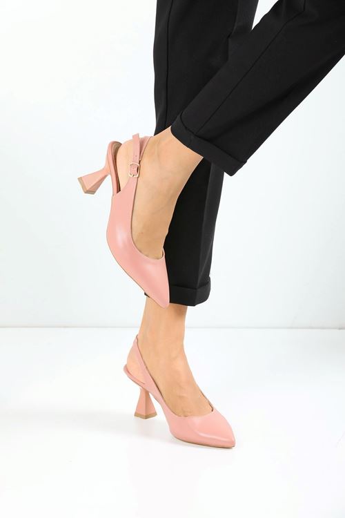 Kadın Harmony Arkası Açık Stiletto Ayakkabı Şampanya Topuk MR5090