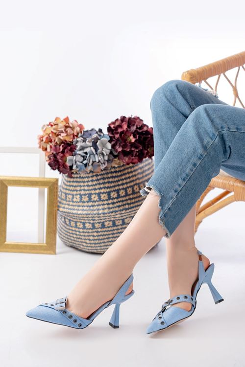 Kadın Shoevana Kot Klasik Topuklu Ayakkabı MR5166