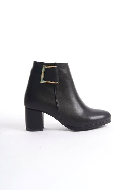 Kadın Atina Cilt Toka Detaylı Topuklu kısa Bot MR5046