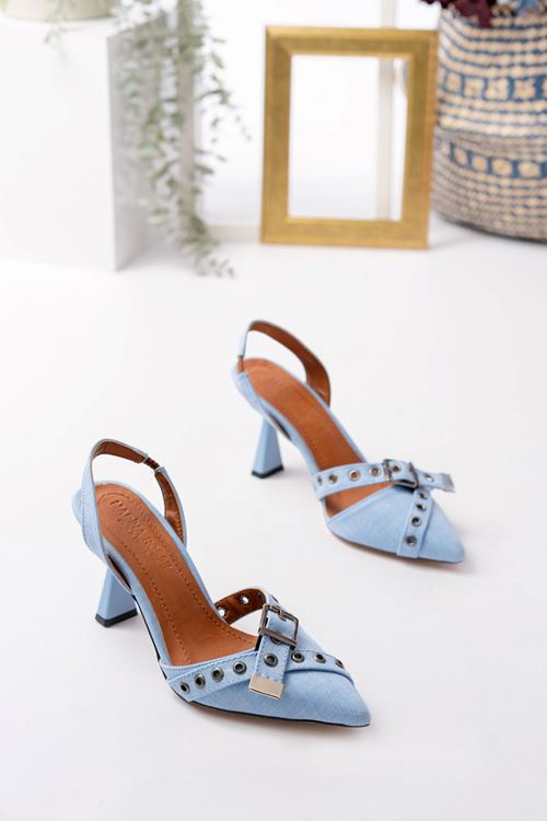 Kadın Shoevana Kot Klasik Topuklu Ayakkabı MR5166