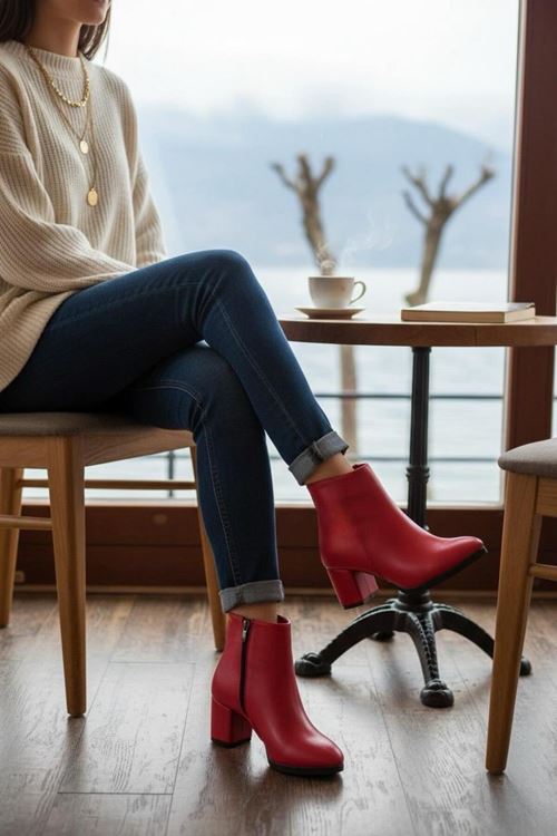 Kadın Liva Düz Topuklu Kısa Bot MR5112