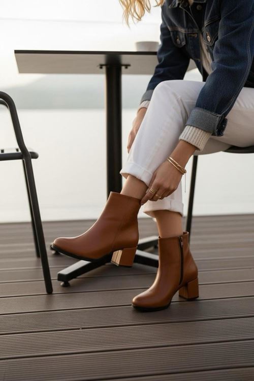 Kadın Liva Düz Topuklu Kısa Bot MR5112