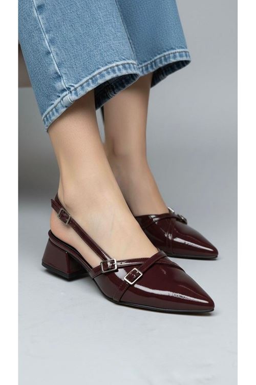 Kadın Beatris Çift Bantlı Sivri Burun Kısa Topuk Günlük Babet Klasik Ayakkabı