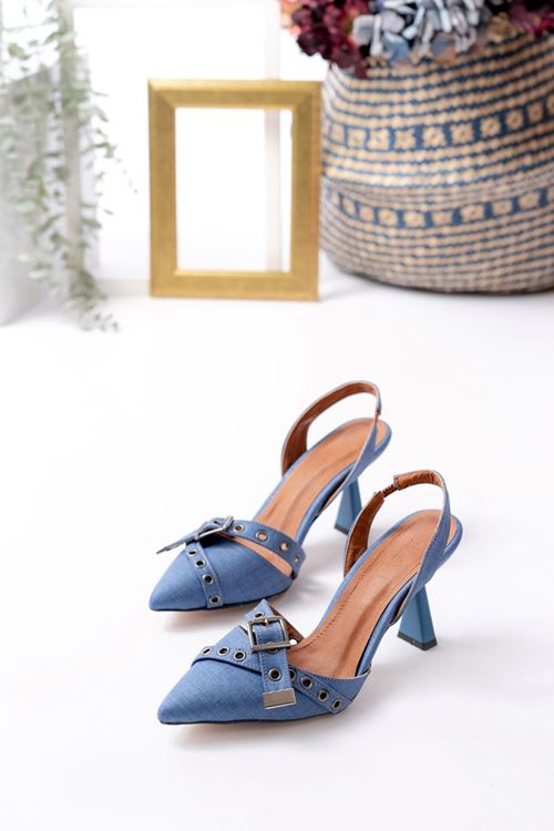 Kadın Shoevana Kot Klasik Topuklu Ayakkabı MR5166