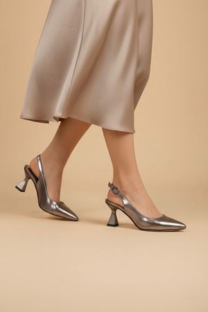 Kadın Harmony Arkası Açık Stiletto Ayakkabı Şampanya Topuk MR5090