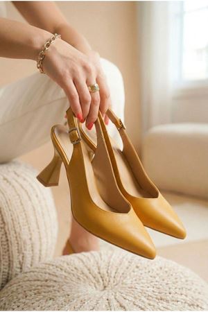 Kadın Harmony Arkası Açık Stiletto Ayakkabı Şampanya Topuk MR5090