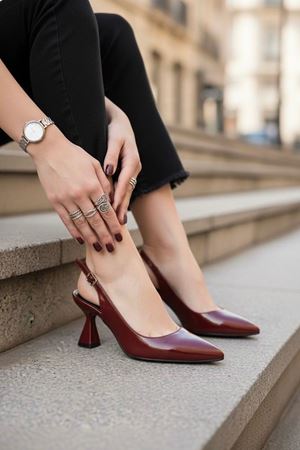 Kadın Harmony Arkası Açık Stiletto Ayakkabı Şampanya Topuk MR5090